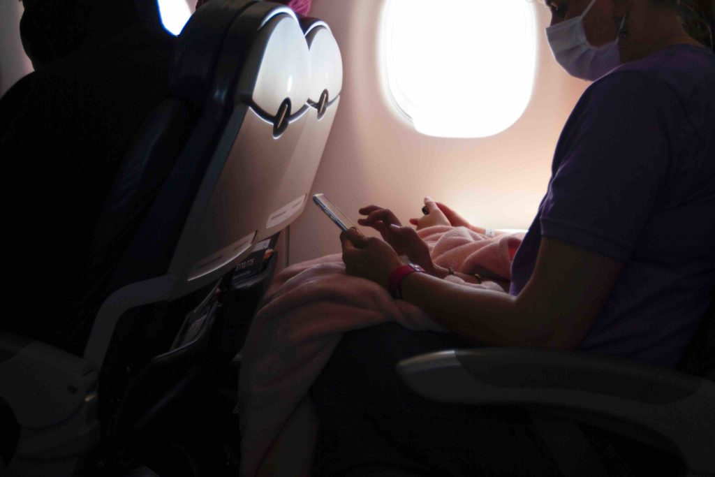 Mask on airplane